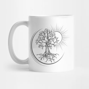 Tree of Life Esoteric Tattoo Drawn in Engraving Style Mug